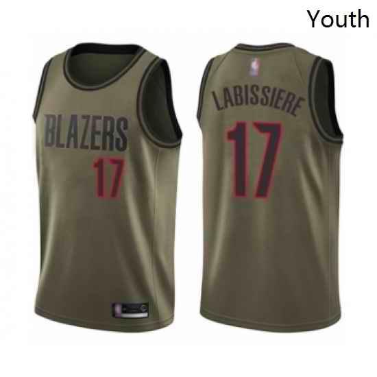 Youth Portland Trail Blazers 17 Skal Labissiere Swingman Green Salute to Service Basketball Jersey